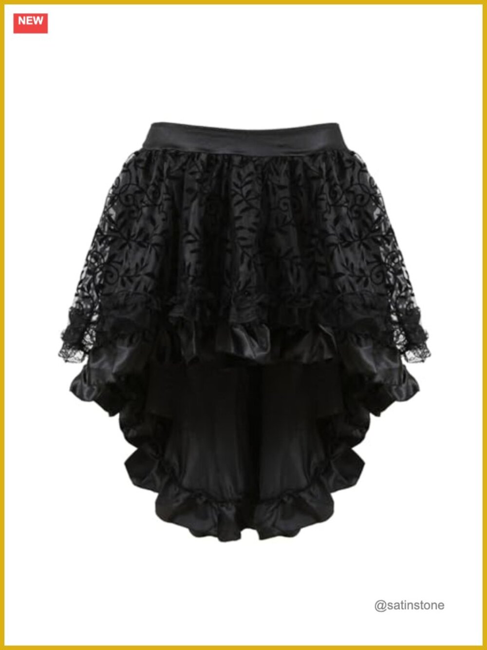 Steampunk High Low Ruffled Skater Skirt Cosplay Gothic Halloween Costume